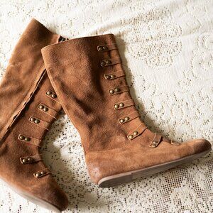 Joyfolie Freya Tall Suede Boots Youth Size 32 Y Worn 1 time Boho Shoes